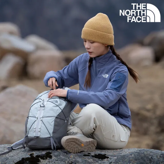 【The North Face】北面男女款灰色舒適背負休閒後背包｜8E9ZRO5(筆電包/登山包)
