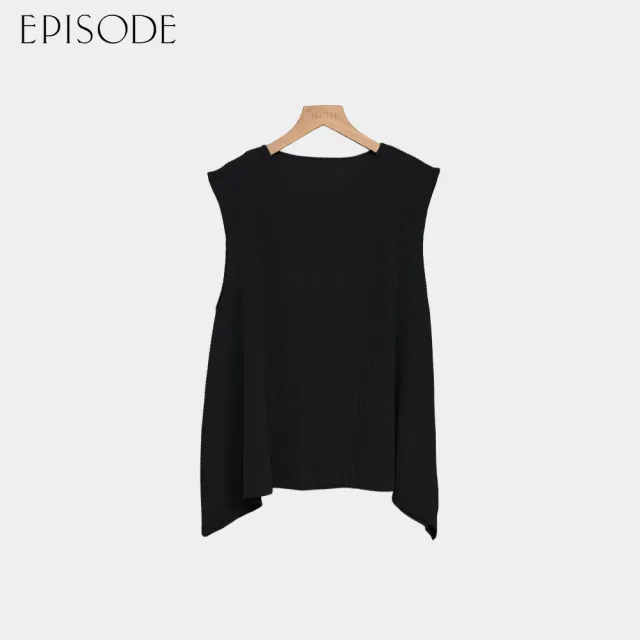 【EPISODE】寬鬆百搭皺褶無袖上衣E63304（黑）