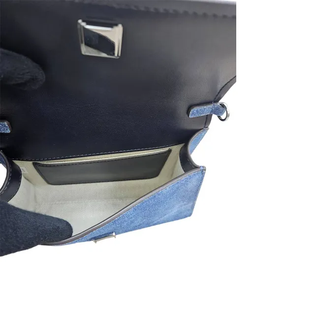 【TORY BURCH】TB EMERSON 專櫃新款牛仔麂皮化妝盒造型斜背手提兩用包可放16CM手機
