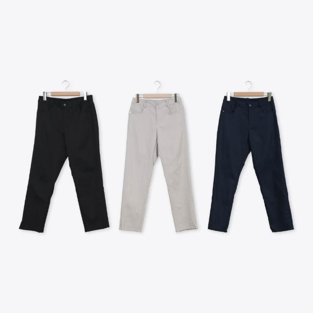 【CUMAR】修身後腰鬆緊褲口開衩彈性九分褲 藍 黑 灰(魅力商品)