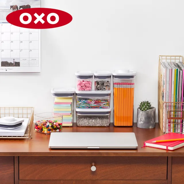 【OXO】長方2.6L｜超值2入｜POP 按壓密封收納保鮮盒(16*11*24 cm 單手開蓋 整齊堆疊)