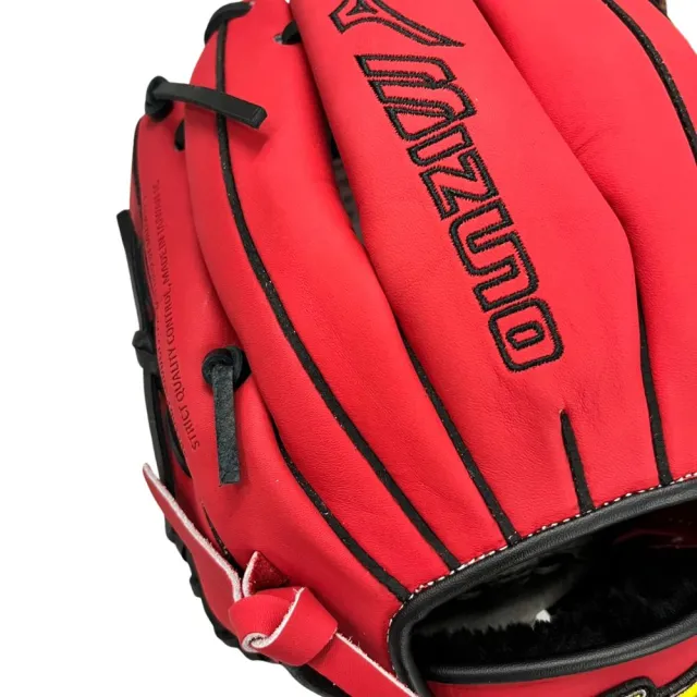 【MIZUNO 美津濃】工字檔全牛皮棒球手套11.75吋紅X黑帶皮(1ATGH26603 62)