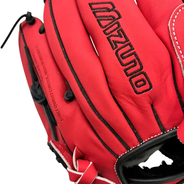 【MIZUNO 美津濃】全封檔全牛皮棒球手套11.75吋紅X黑帶皮(1ATGH26601 62)