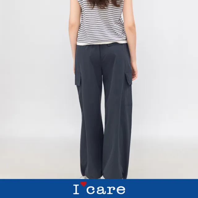 【I’Care 依卡】現貨-絲巾收口工裝休閒褲（F）｜工裝褲 休閒長褲 寬鬆穿搭