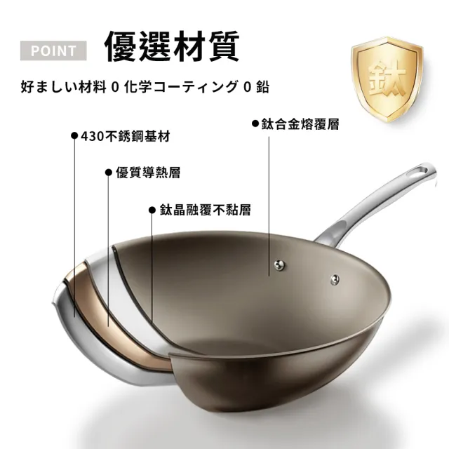 【Tan ping home 棠品居】鈦金陶瓷釉不沾鍋 32cm(不沾鍋 炒鍋 炒菜鍋 鍋子 鈦金炒鍋)