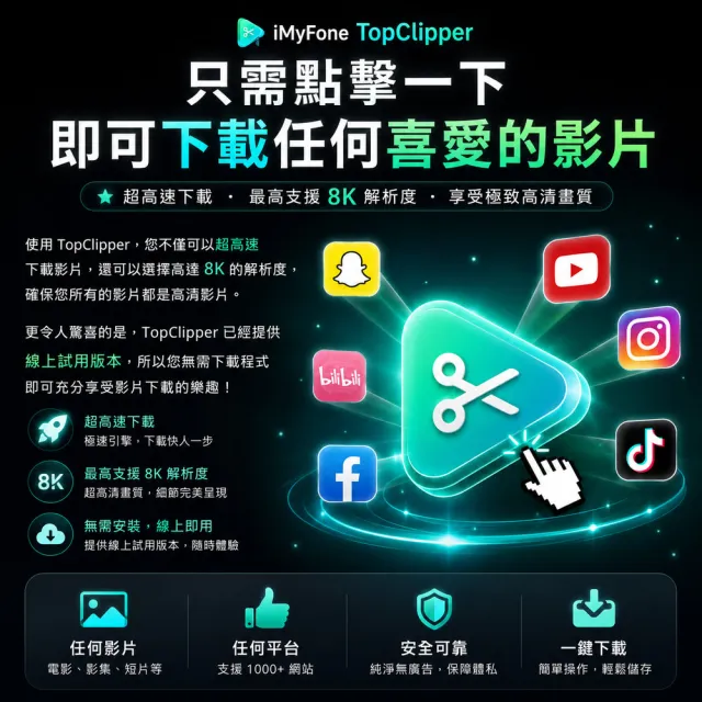 【iMyFone】TopClipper線上網站影片下載軟體 WIN終身進階版(Netflix、youtube下載 下載線上網頁影片)