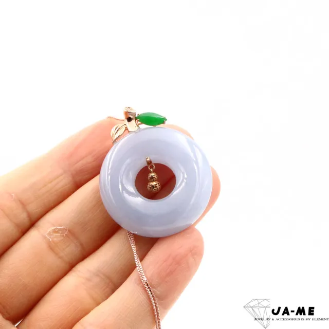 【JA-ME】天然A貨翡翠 冰種滿色紫羅蘭平安福18K金玉墜