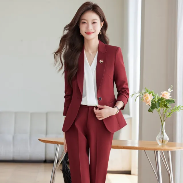 【巴黎精品】現貨限搶 西裝套裝兩件套褲裝(職業西服優雅西裝褲女裝3色a1ht48)