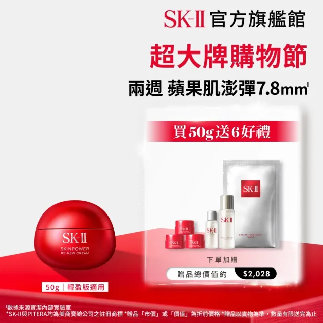 【SK-II】官方直營 肌源賦能煥顏活膚霜 50g(經典or輕盈任選/乳霜/臉部保養/澎彈/緊緻/大紅球/超大牌)