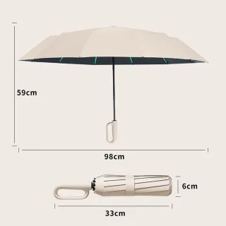 PDD 環扣自動傘 雨傘 陽傘 黑膠防曬 一鍵開收 UPF50+ 掛鉤摺疊傘 晴雨兩用 防潑水抗風 輕巧便攜
