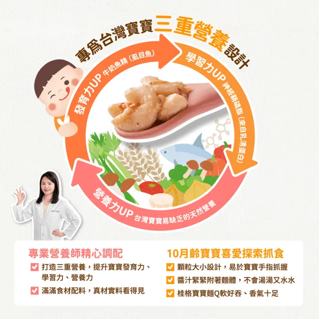 【QUAKER 桂格】寶寶麵任選 150gx3包 x4盒(番茄豬肉/干貝菇菇 添加虱目魚精 10個月以上適用)