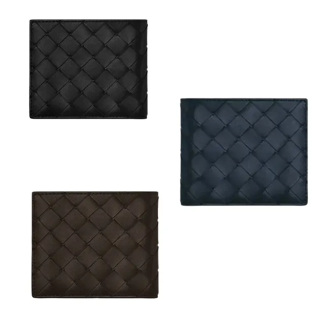 【BOTTEGA VENETA 寶緹嘉】經典編織 小牛皮 對折短夾 皮夾 錢包