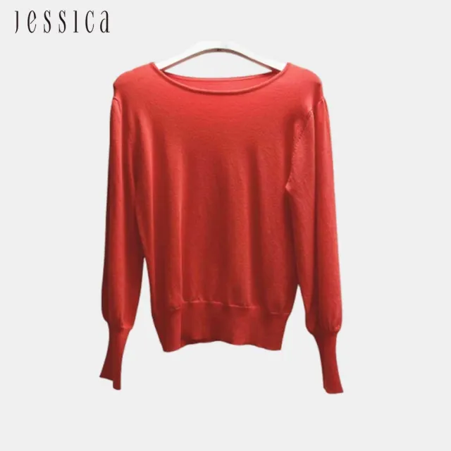 【JESSICA】簡約百搭素色圓領蓬袖針織上衣G42502