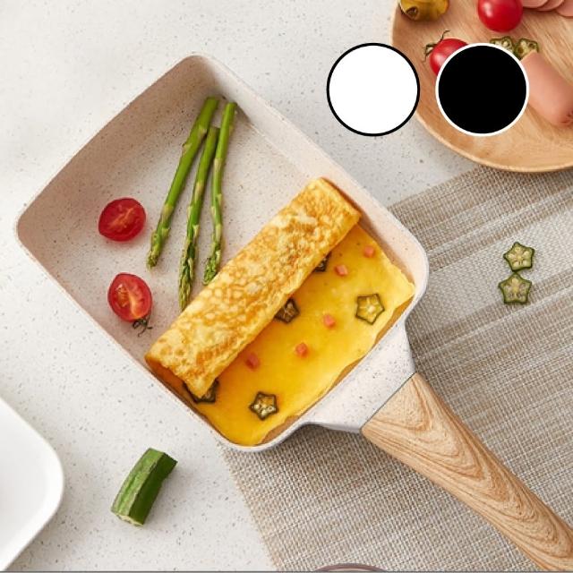 【鼎匠】麥飯石不沾鍋 木柄日式玉子燒鍋(不挑爐具 電磁爐、IH爐、瓦斯爐通用 長方形平底鍋煎蛋煎餅)