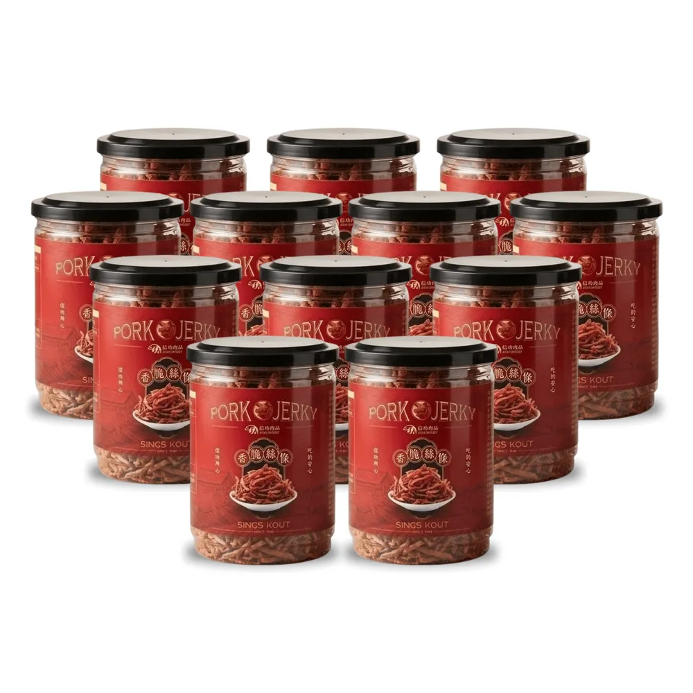 【信功】香脆絲條 x12罐(100g/罐 嚴選台灣豬後腿原肉 絲條香脆口感)