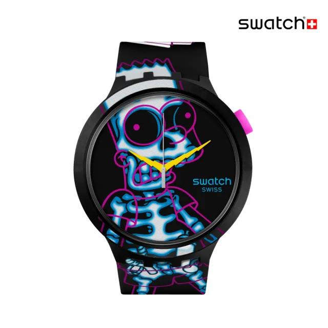 【SWATCH】AYE CARUMBOO 辛普森家庭/大錶面手錶/男錶/女錶/瑞士製造 SB01Z105(47mm)
