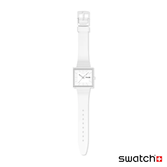 【SWATCH】WHAT IF...ALLWHITE? 經典手錶/方形錶/男錶/女錶/瑞士製造 SO34W700(41mm)