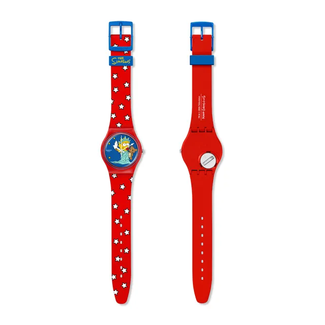 【SWATCH】LITTLE LADY LIBERTY 辛普森家庭/經典手錶/男錶/女錶/瑞士製造 SO28Z120(34mm)
