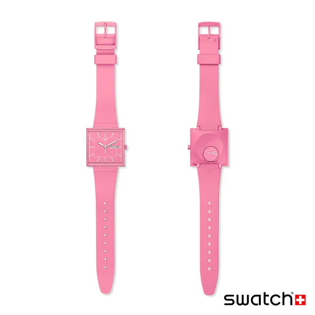 【SWATCH】WHAT IF...ROSE? 經典手錶/方形錶/女錶/瑞士製造 SO34P700(34mm)