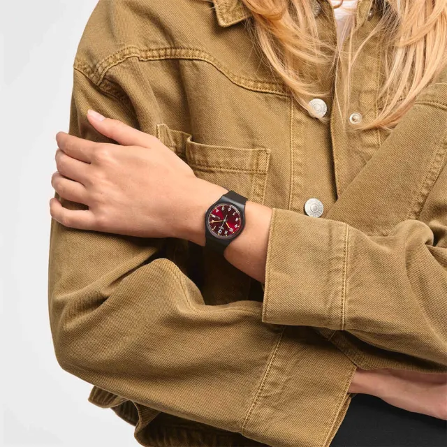 【SWATCH】SIR RED 經典手錶/男錶/女錶/瑞士製造 SO28B704(34mm)