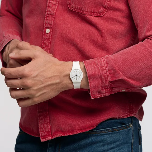 【SWATCH】WHITE BISHOP 經典手錶/男錶/女錶/瑞士製造 SO28W106-S14(34mm)