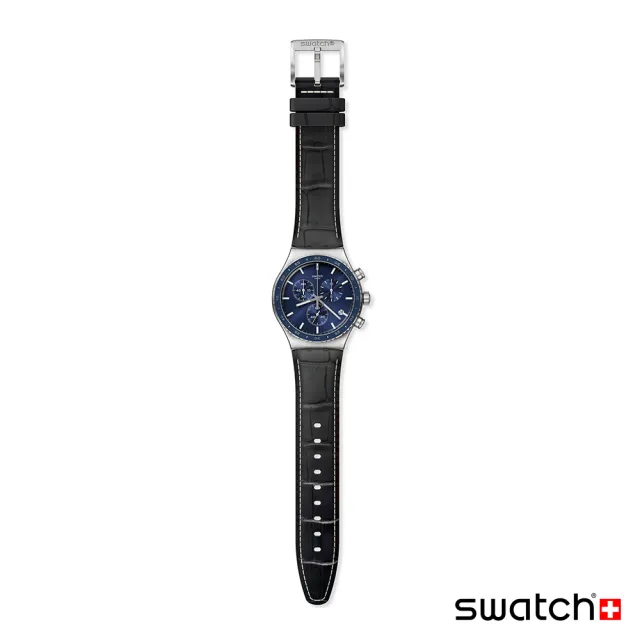 【SWATCH】COBALT LAGOON 金屬運動手錶/男錶/女錶/瑞士製造 YVS496(43mm)