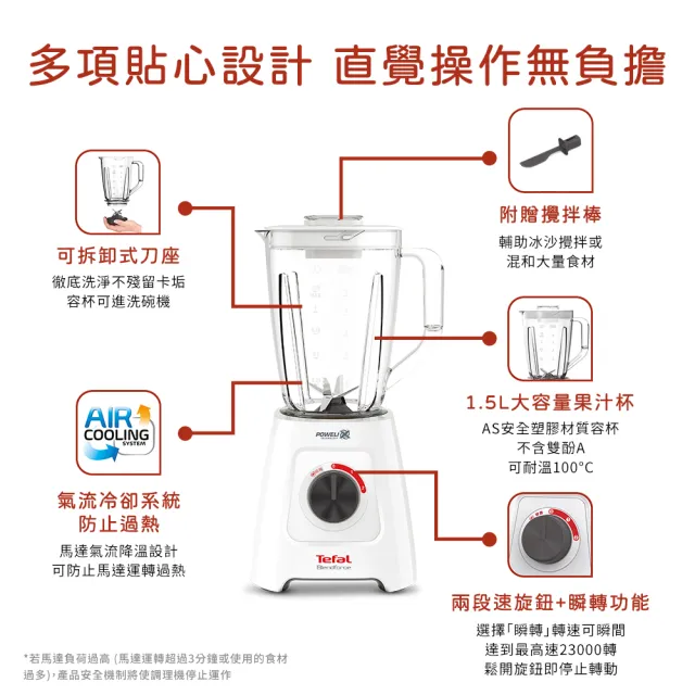 【Tefal 特福】瞬碎冰沙果汁機-BL425170(冰沙/研磨/副食品/各式飲品)