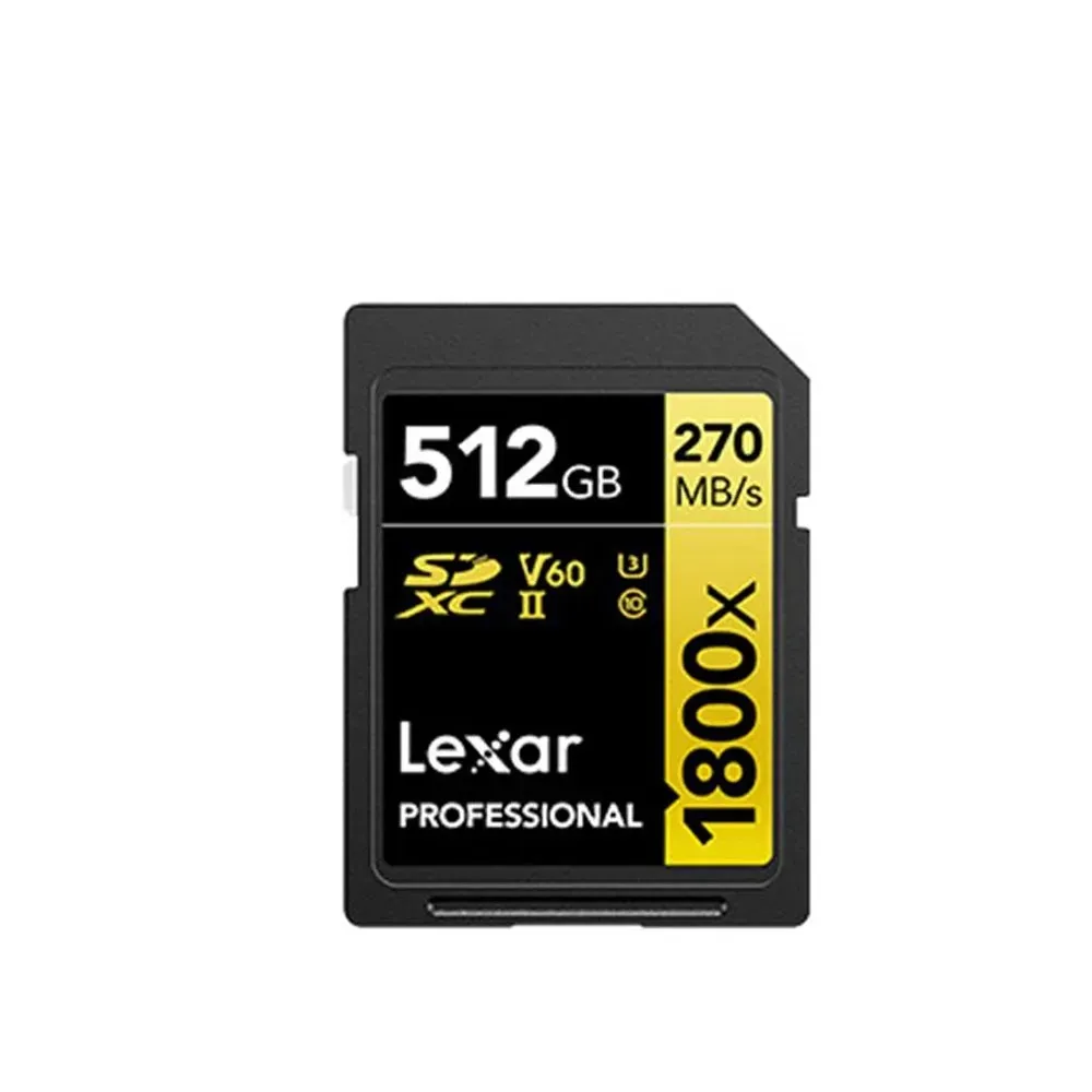 【Lexar 雷克沙】專業版 512GB Professional 1800x SDXD UHS-II 記憶卡 Gold系列(270 MB/s  終身有限保固)