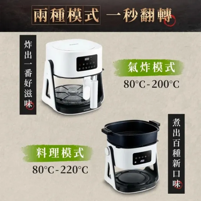 【acerpure】CHEF 一翻炸 二合一翻轉空氣炸鍋 岩鹽白(KF754-70W)