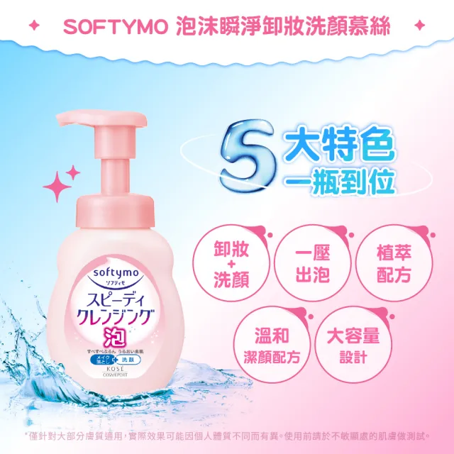 【KOSE SOFTYMO 絲芙蒂】泡沫瞬淨卸粧洗顏慕絲200ml 3入(卸妝慕斯/洗卸合一/臉部清潔)