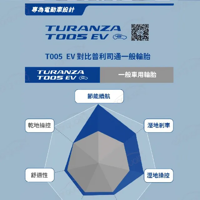 【BRIDGESTONE 普利司通】T005EV-255/45/19吋 四入組輪胎 送安裝(車麗屋)