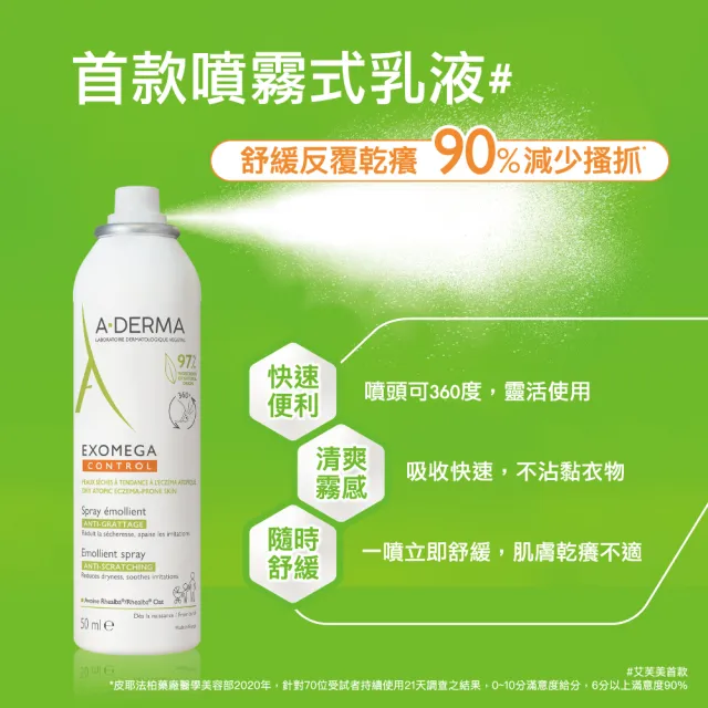 【A-DERMA 艾芙美】限時優惠★潤膚噴霧型乳液50ml(舒緩保濕乳液/隨身旅行瓶)