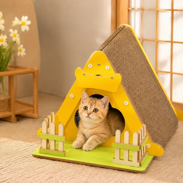 【3baby 三個寶】3baby三角田園小貓屋貓抓板