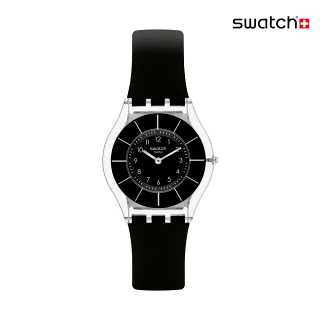 【SWATCH】BLACK CLASSINESS 超薄手錶/男錶/女錶/瑞士製造 SS08K103(34mm)