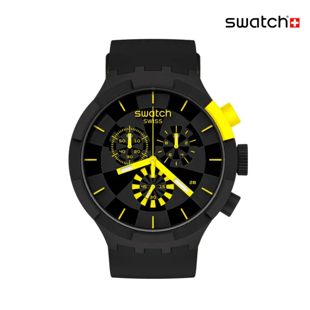 【SWATCH】CHECKPOINT YELLOW 大錶面手錶/男錶/女錶/瑞士製造 SB02B403(47mm)