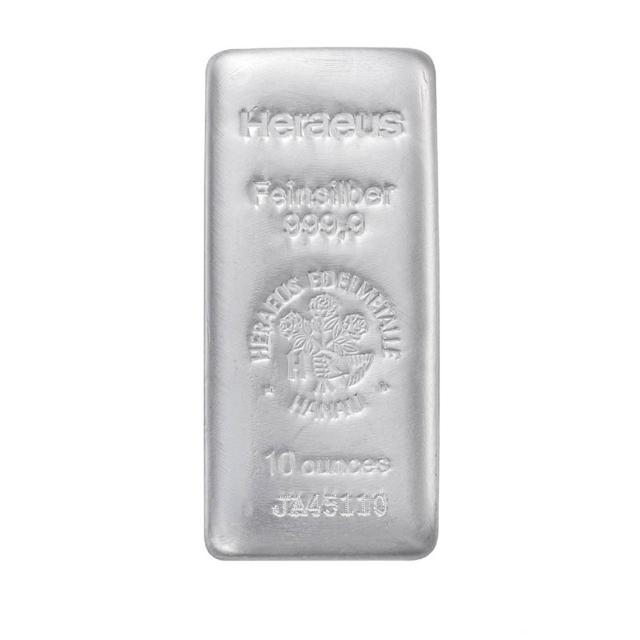 (行闊國際)10oz  10盎司 德國 賀利氏 heraeus  311公克 白銀條塊 (LBMA國際認證)