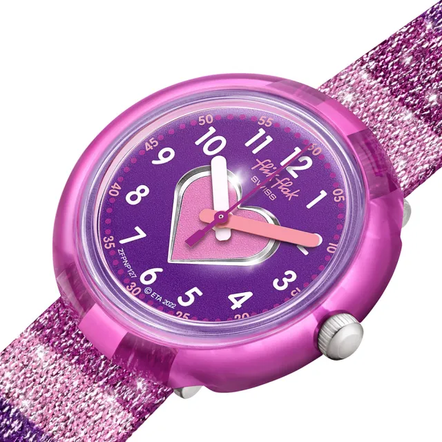 【Flik Flak】兒童手錶 STRIPY GLITTER 兒童禮物/安全防水/瑞士製造 FPNP127(31.85mm)