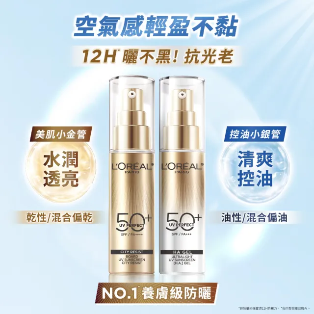 【L’OREAL Paris 巴黎萊雅】多效防護輕裸美肌乳30ml  2入組_美肌小金管/控油小銀管(防曬/妝前乳)