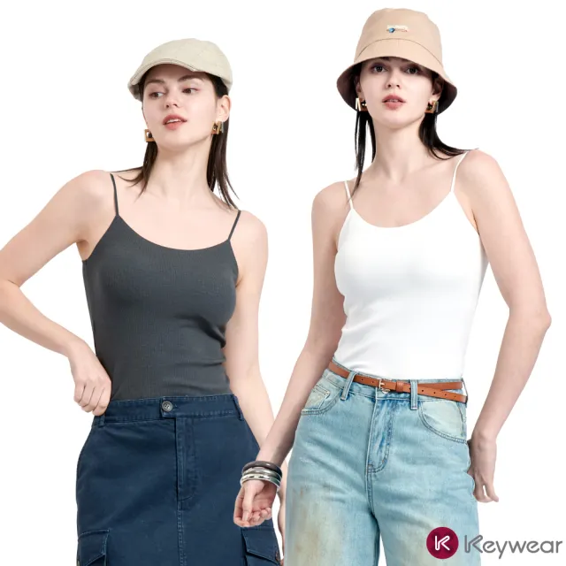【KeyWear 奇威名品】修身顯瘦坑條細肩背心(共3色)
