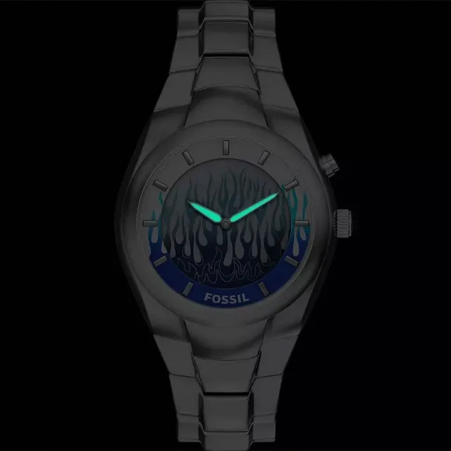 【FOSSIL】Y2K Big Tic 限量復刻 雙顯示藍焰數位圖騰手錶-40mm 送禮 情人節 推薦(LE1234)