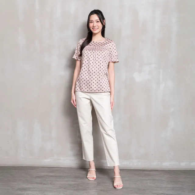 【perng yuh 芃諭名品】圓舞曲時光 褶飾 圓點印花 棉質上衣(2026 SS Collection|5A春夏新品上市)