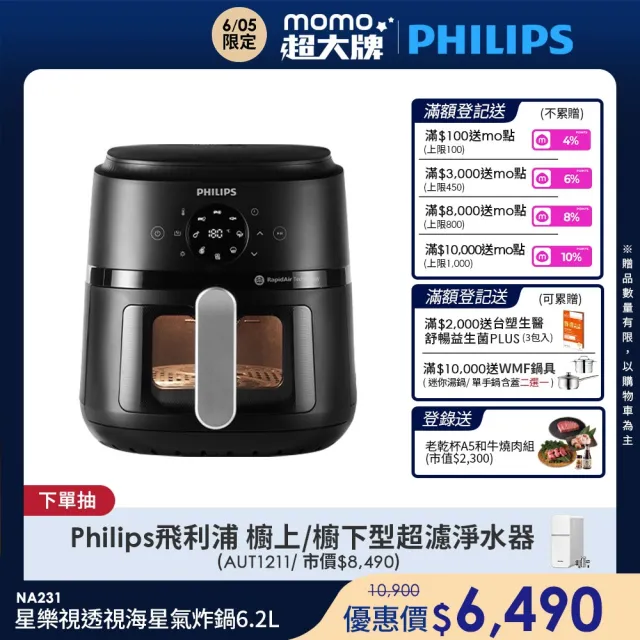 【Philips 飛利浦】星樂視透視海星氣炸鍋6.2L_NA231/00