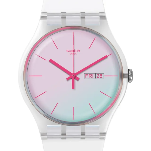 【SWATCH】POLAWHITE 經典手錶/太陽光譜折射錶盤/瑞士製造 SO29K704-S14(41mm)