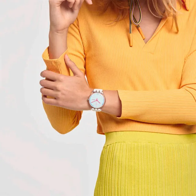 【SWATCH】POLAWHITE 經典手錶/太陽光譜折射錶盤/瑞士製造 SO29K704-S14(41mm)