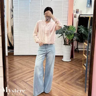【my stere 我的時尚秘境】垂墜直筒牛仔寬褲 韓版牛仔褲 水洗牛仔褲 棉牛仔褲 刷色牛仔褲 顯瘦牛仔褲 遮跨