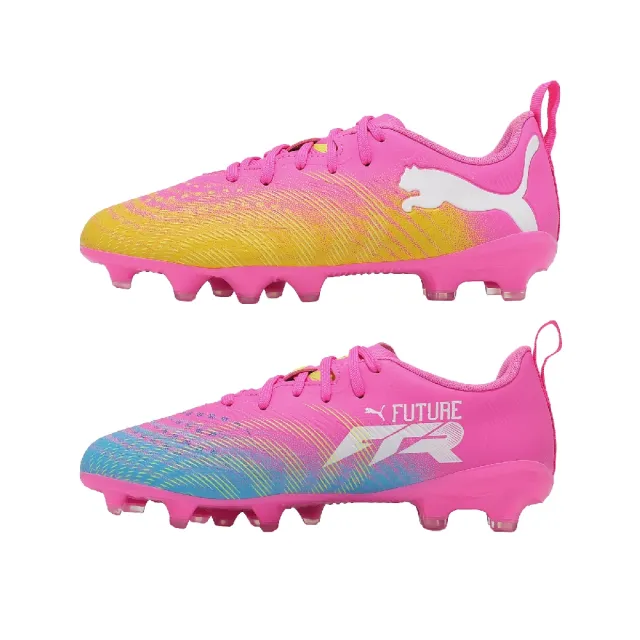 【PUMA】足球釘鞋 Future 9 Play FG/AG Jr 大童 女鞋 粉紅黃 抓地 108723-05