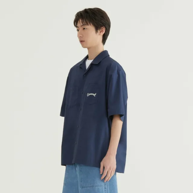 【COVERNAT】官方旗艦館 椰子樹圖案短袖襯衫(UNI襯衫 SOOBIN同款 海軍藍/象牙白色)