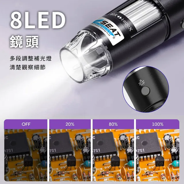 【職人工具】185-MS1600 毛囊頭皮檢測儀 USB顯微鏡 OTG手機顯微鏡(毛孔內窺鏡 電子顯微鏡外接式 50~1600倍)