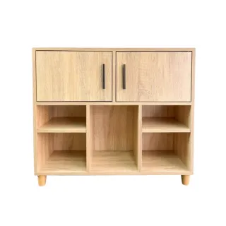 【WoodenHouse 木器屋】WoodenHouse 木器屋 台灣製造 日系兩門三格櫃+原木腳6公分(收納櫃 置物櫃 櫃子)