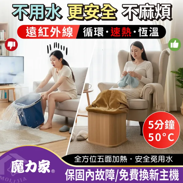 【MOLIJIA 魔力家】知足常熱遠紅外線原木桑拿桶-單口小型/恆溫泡腳機/泡腳桶/蒸腳機/足浴桶(BY010078)